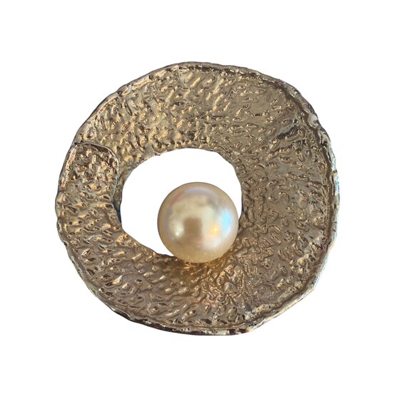 Large Textured Silver Tone Statement Pendant Neck… - image 3