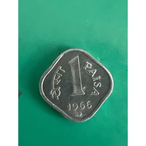 1966 Indian 1 Paisa Coin With Ashoka Lion Capital Design