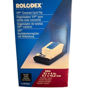 Vintage 1997 Rolodex VIP Covered Card File VIP24C 500 Rolodex Cards New in Box image 1