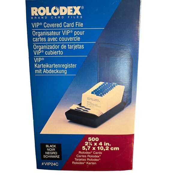 Vintage 1997 Rolodex VIP Archivo de tarjetas cubiertas VIP24C 500 Tarjetas Rolodex nuevas en caja