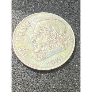 1975 Mexican Un Peso Coin Estados Unidos Mexicanos With Morelos Design