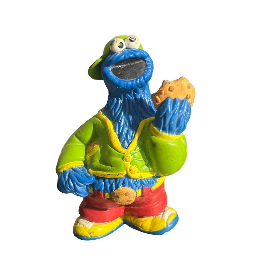 Vintage 90s Mattel Cookie Monster Figurine Sesame Street Hip Hop