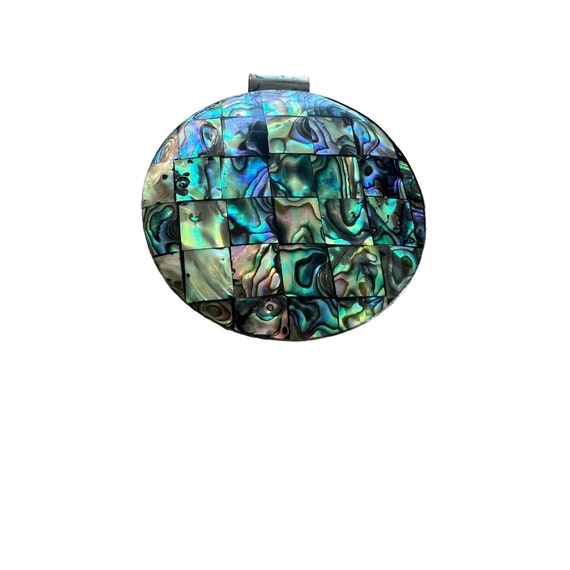Vintage Abalone Patchwork Slide Pendant Silver To… - image 2