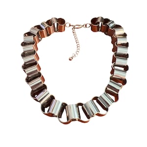 Chunky Silver Tone Metal Chain Link Necklace Statement Collar .75&quot; Wide Adj 21&quot;
