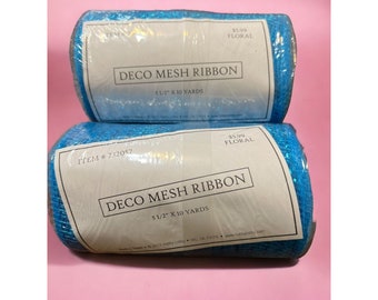 2 Rolls Deco Mesh Ribbon Turquoise Wreath Making 5.5" x 10 yds Each New