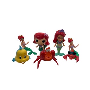 Lot of 8 Little Mermaid Ariel Friends Toys Disney Figurines Flounder Sebastian