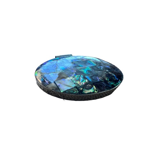 Vintage Abalone Patchwork Slide Pendant Silver To… - image 3