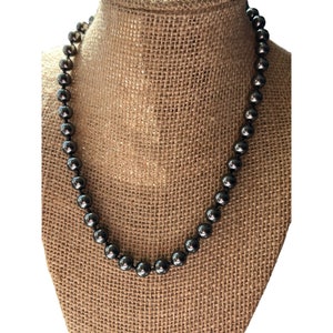 Vintage Roman Necklace Dark Gray Faux Pearls Knotted Between Adjustable 19&quot;