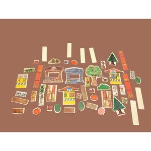 Lote de 50 piezas de techo de cartón Vintage Playskool Richard Scarry Puzzletown