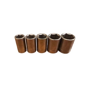 Vintage Lot of 5 Craftsman Shallow Sockets 6 pt 1/4 drive 43495 43499