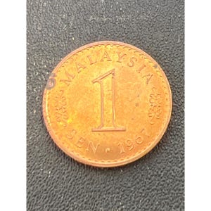 Malaysia 1 Sen Coin 1967 Copper Vintage Collectible Currency