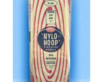 Aiguille à tricoter Hero Nylo-Hoop Circlur d'une seule pièce Longueur 29 po. Taille 7 NOUVEAUTÉ