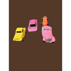Lot of 4 Vintage Tootsie Toy Diecast Cars Rubber Tires Small 2&quot; See Pictures