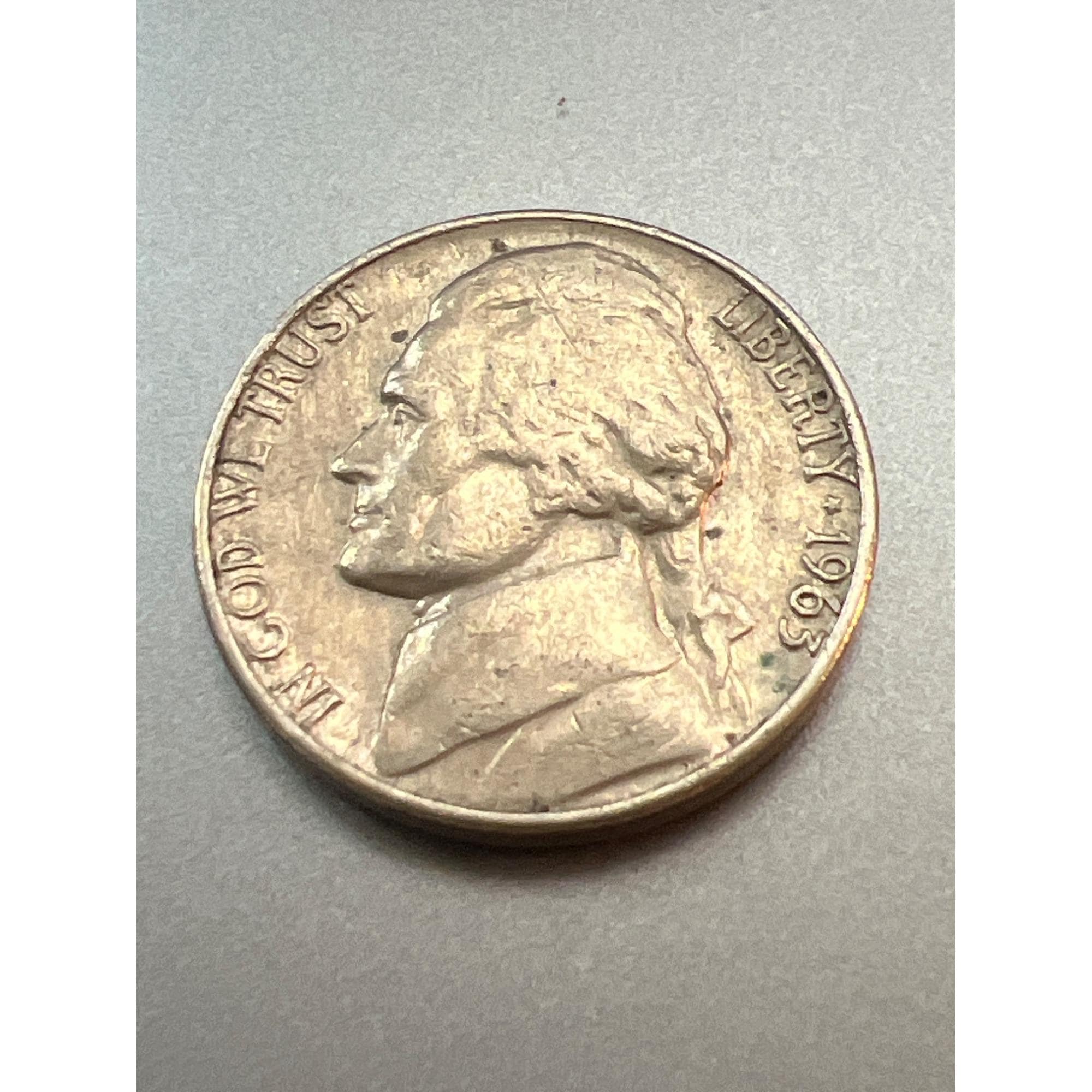1963年 ジェファーソン ニッケル コイン 米国 ミントマークなし 米国