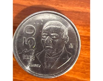 1988 Mexicaanse 50 peso munt Benito Juarez verzilverd verzamelobject