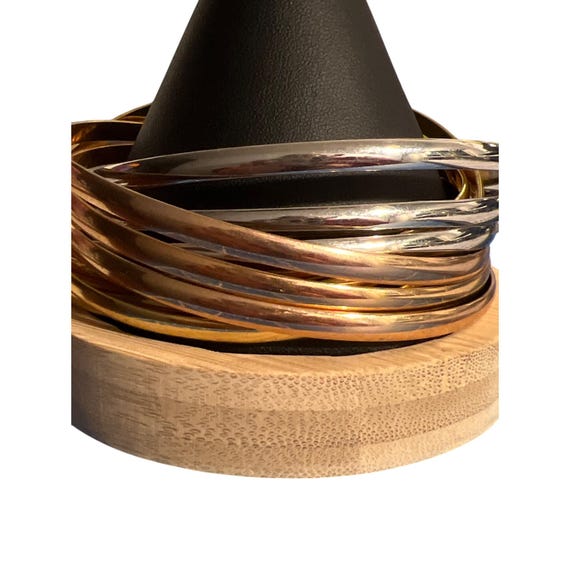 Metallic Multi Tone Cluster Bangle Bracelets Gold… - image 1
