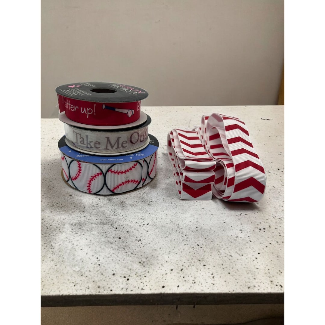 Lot of 4 Baseball Ribbons All NEW Balls Stitches Batter up Take Me Out ...