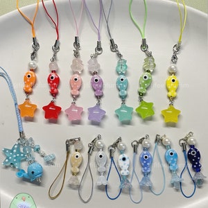 Sea Creature phone charm, ocean keychain Crab keychain, octopus keychain, Phone Strap Gift Phone Accessory Fish Keychain beaded phone strap