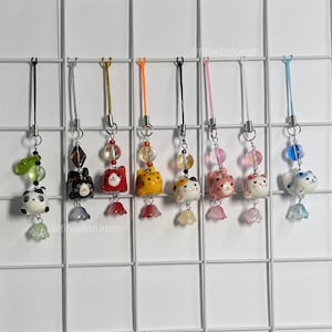 Cat phone charms, kitty charm, Panda charm cute cat keychain, Handmade charm, Phone Strap Gift Phone Accessory Y2K accessories Keychain