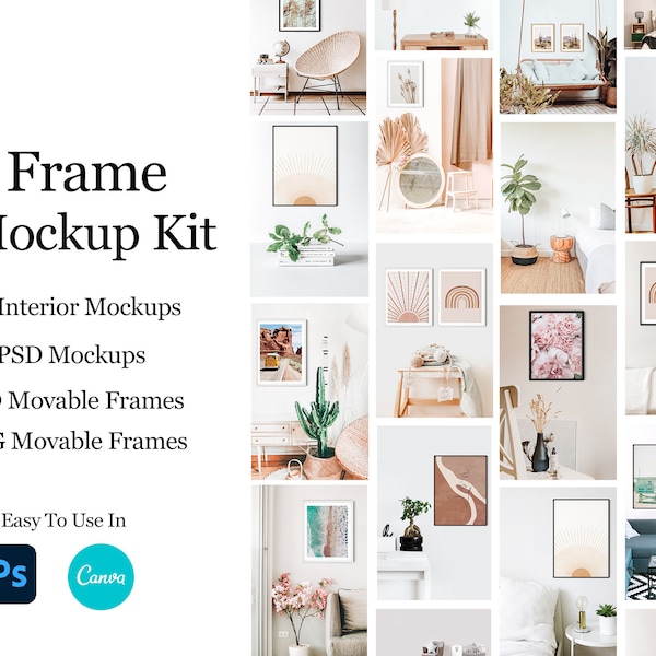 Master Collection Frame Mockup Bundle 45 Blank Wall Mockup Movable Frames Mockups PSD Mockup Canva Mockup Print Mockup Boho Wall Art Mockup