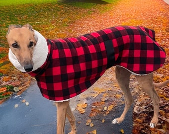 The Lumberjack Greyhound deluxe coat check design plush Sherpa &  polar fleece machine washable