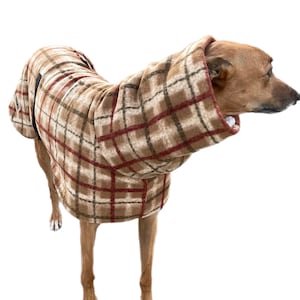 The tan Lumberjack Greyhound deluxe coat flanno check design plush Sherpa & polar fleece machine washable image 5