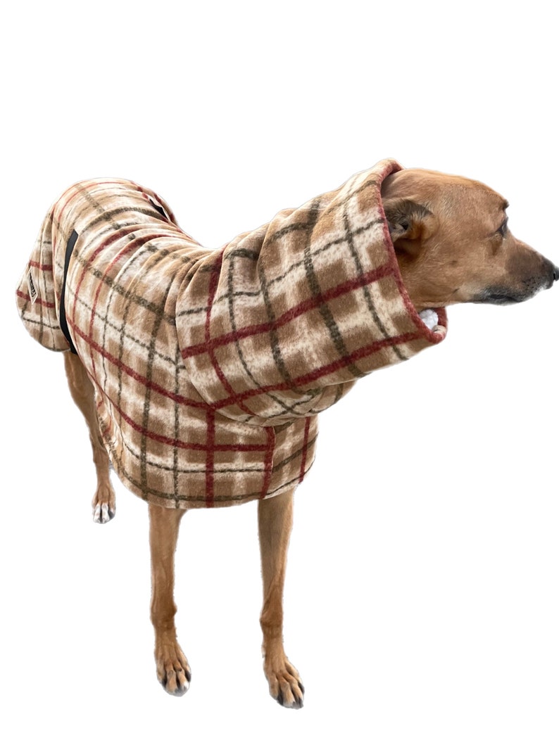 The tan Lumberjack Greyhound deluxe coat flanno check design plush Sherpa & polar fleece machine washable image 5