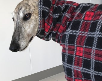 Awesome Greyhound deluxe coat check design plush polar fleece machine washable