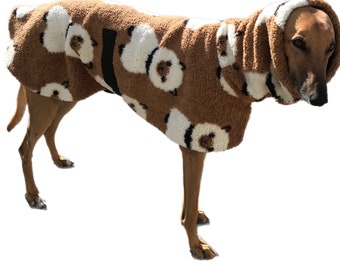 Cute Baby llama design in deluxe style greyhound coat in soft and thick sherpa and polar fleece with extra wide hoodie