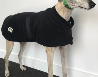 Classic black Greyhound dog coat in heavy weight polar fleece