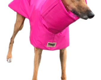 Simply Hot pink Ultra lightweight Greyhound raincoat deluxe style in weatherproof nylon