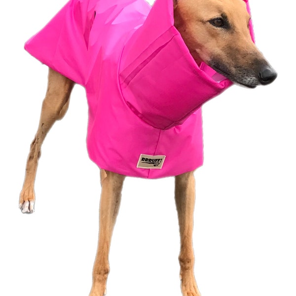 Simply Hot pink Ultra lightweight Greyhound raincoat deluxe style in weatherproof nylon