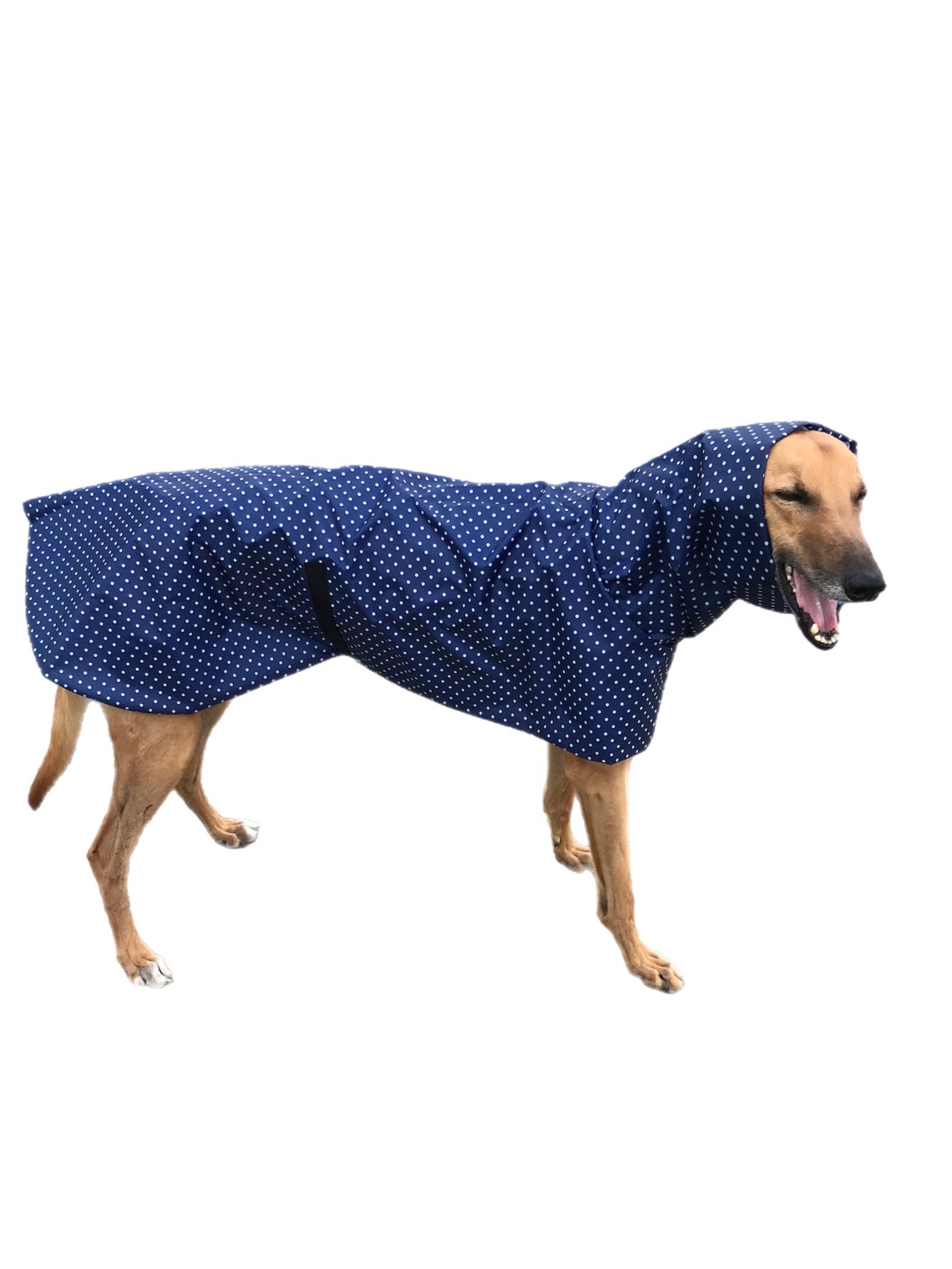 Navy Blue With White Dots Ultra Lightweight Greyhound Raincoat Etsy