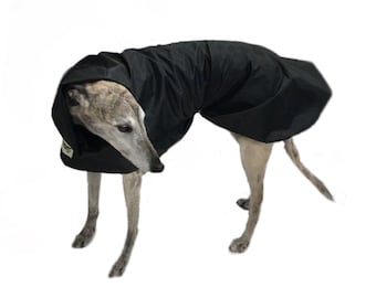Simply black Ultra lightweight Greyhound rainwear deluxe style in weatherproof nylon
