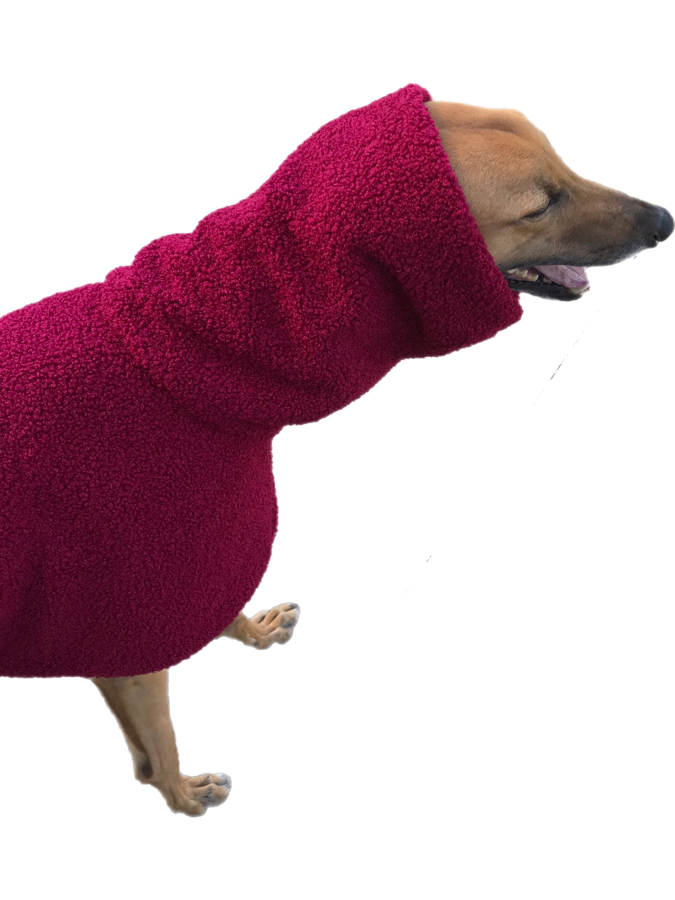 Greyhound Coat in Teddy Bear Fleece in a Rich Burgundy Deluxe Etsy