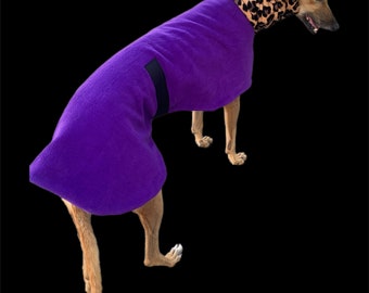 Greyhound coat deluxe style purple with super soft leopard print very wide neckband, winter thick