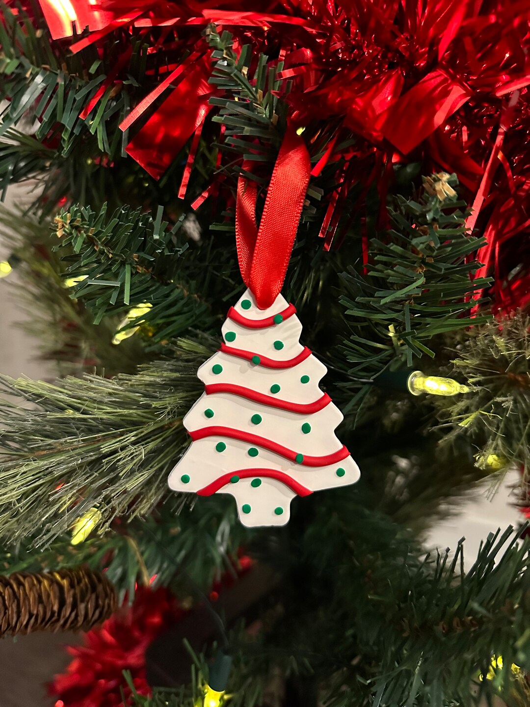 Christmas Tree Cake Clay Handmade Ornament Etsy