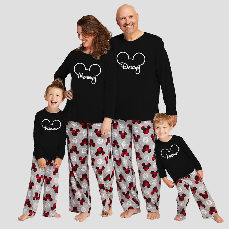 Disney Mickey Pajamas for the Whole Family Disney Christmas Etsy