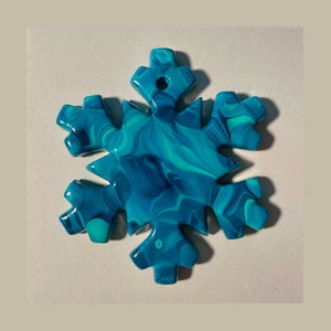 Blue Hand Painted Ceramic Snowflake Christmas Tree Ornament