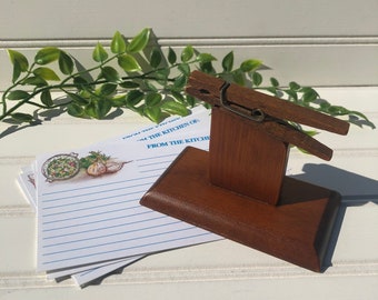 Vintage Wooden Note Holder, Clothespin Message Keeper, Office Desk Organizer, Handmade, Co- Worker Gift