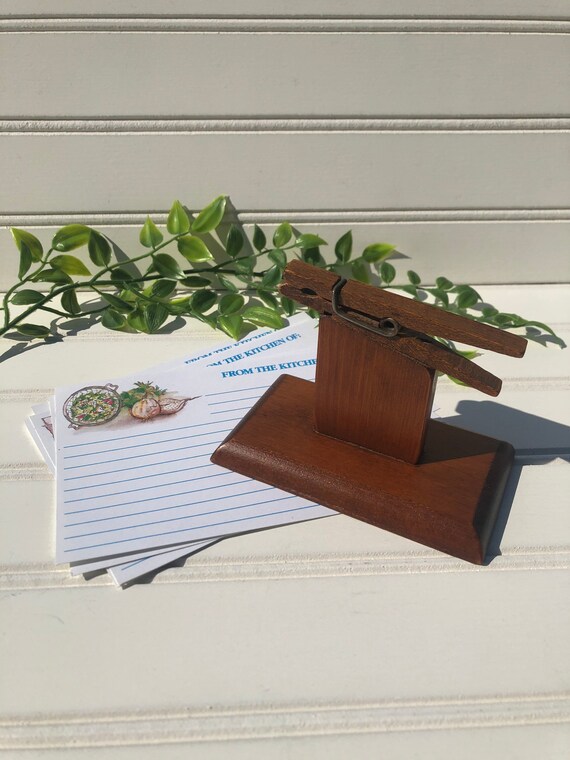 Vintage Wooden Note Holder Clothespin Message Keeper Office Etsy