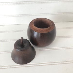 Vintage Stash Jar, Wood Pear Canister, Farmhouse Table Decor, Wooden Kitchen Container, Herb Storage, Gift for Her/Him