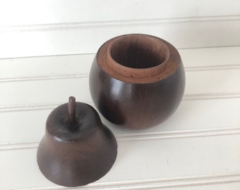 Vintage Stash Jar, Wood Pear Canister, Farmhouse Table Decor, Wooden Kitchen Container, Herb Storage, Gift for Her/Him