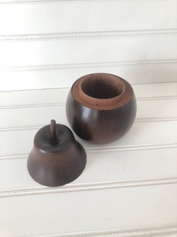 Vintage Stash Jar, Wood Pear Canister, Farmhouse Table Decor, Wooden Kitchen Container, Herb Storage, Gift for Her/Him