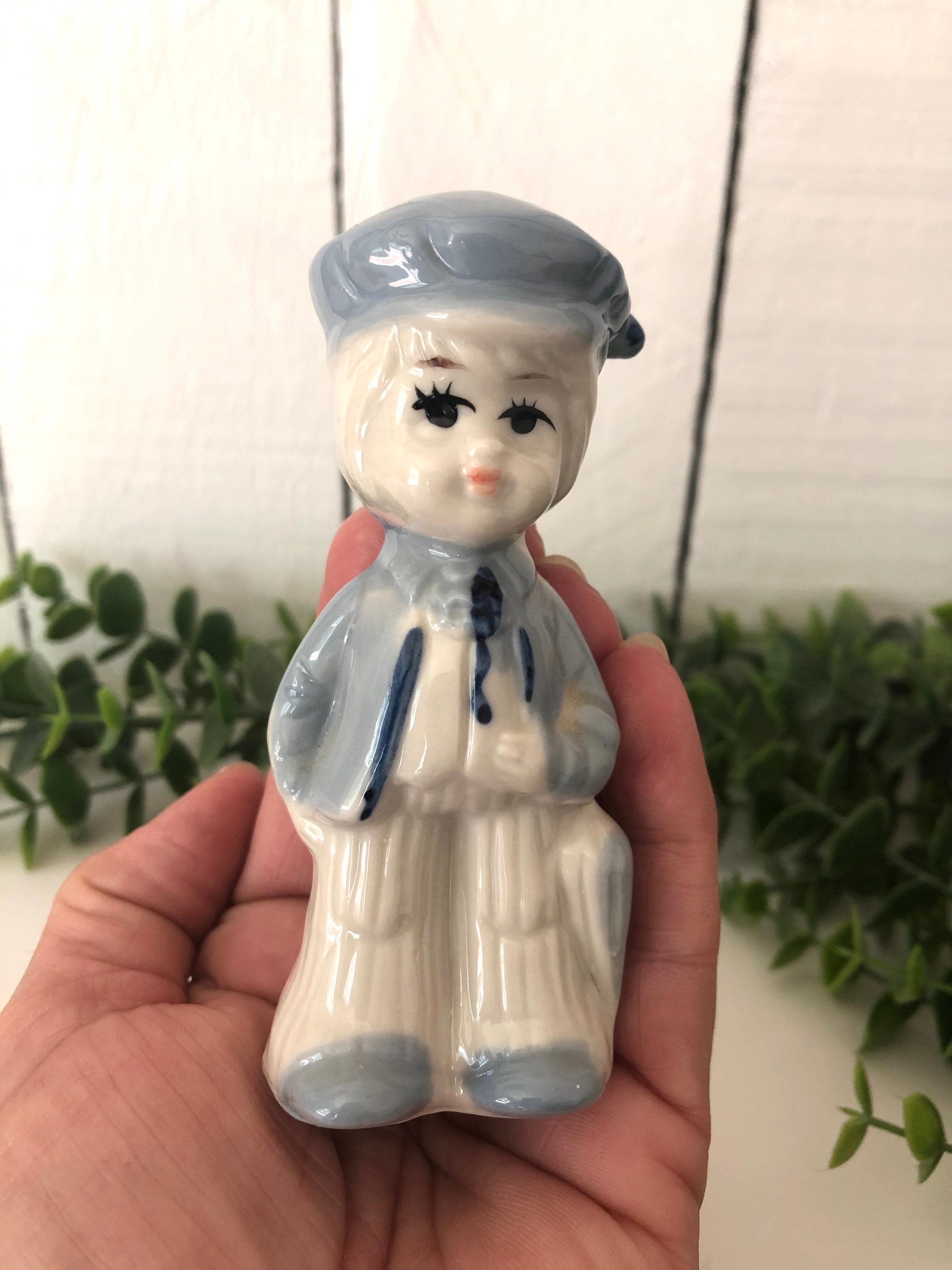 Vintage Holland Dutch Boy Holding Umbrella Porcelain Little Boy Blue ...