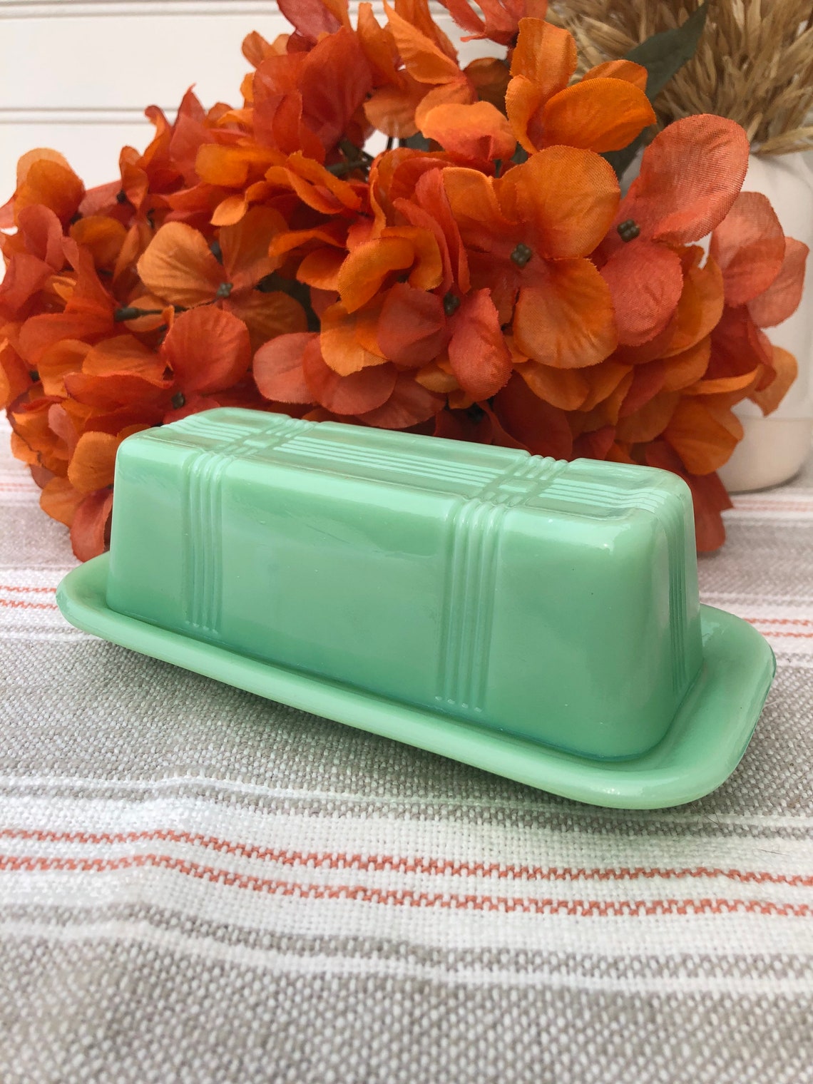 Vintage Jadeite Green Butter Dish Sunbeam Bread Table Decor Etsy