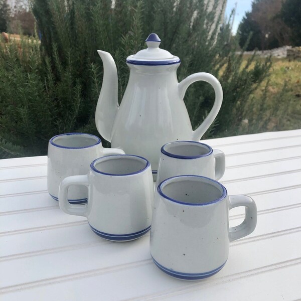 Vintage Stoneware Tea Set, Pottery Tea or Coffee Serving Set, Hosting Essentials, Coffee/ Tea Lover’s Gift, Christmas gift