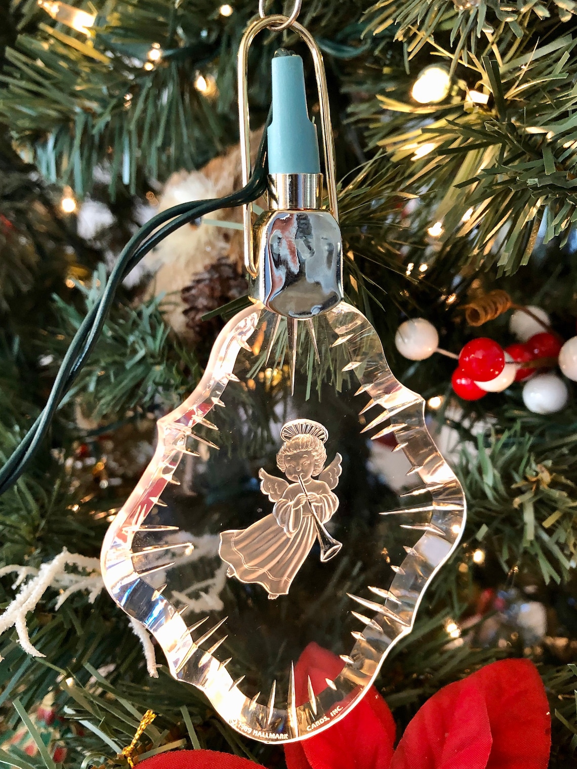 Vintage Hallmark Lighted Angel Ornament Plug in Ornament Etsy