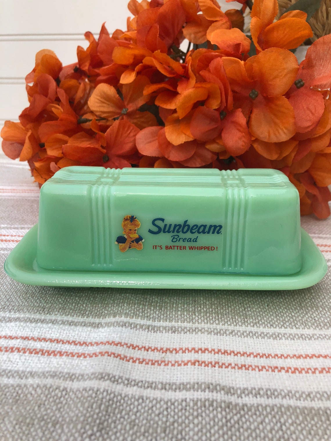 Vintage Jadeite Green Butter Dish Sunbeam Bread Table Decor Etsy