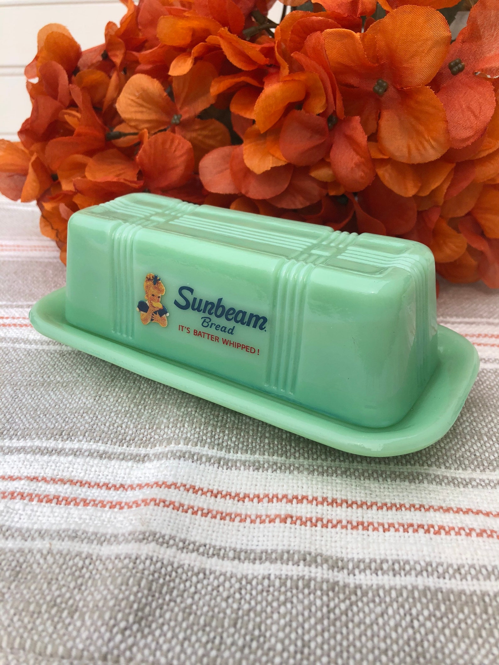 Vintage Jadeite Green Butter Dish Sunbeam Bread Table Decor Etsy
